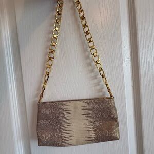 Y2K Vintage Cole Hahn Snakeskin-like Gold Chain Shoulder Bag
